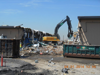 April 2014 - Demolition of 80 Kellogg St. building is started