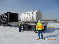 February 2014 - Section of sewer pipe arrives onsite