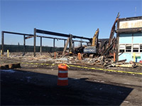 January 2015 - Removing the roof and interior columns of the Waste Management garage