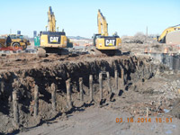 March 2014 - Former timber piles removed as part of excavation