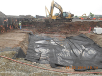 May 2014 - Geotextile is placed in preparation for backfilling